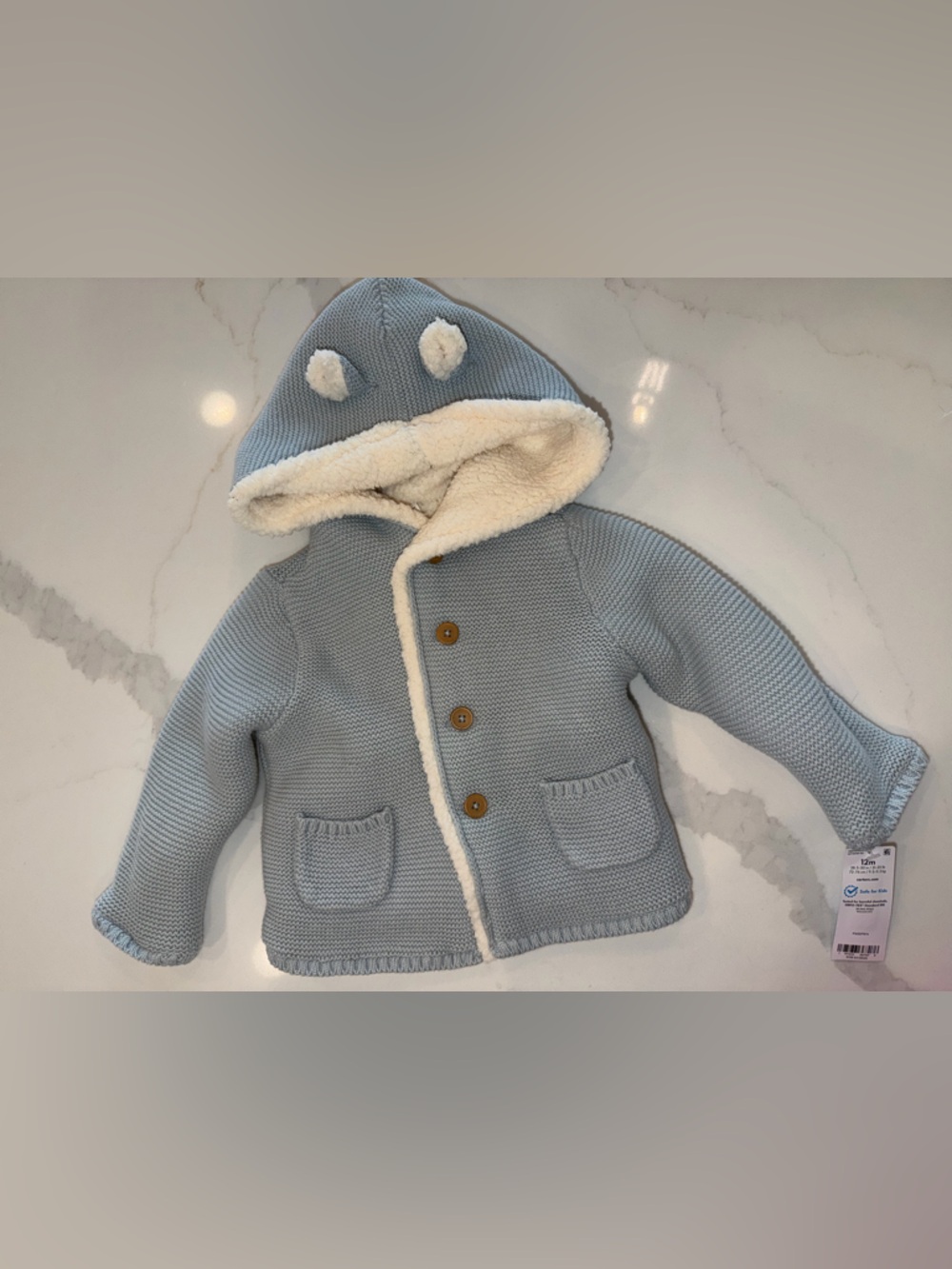 Carter’s 12 Month Baby Blue Jacket | New With Tags | Bear ear hoodie